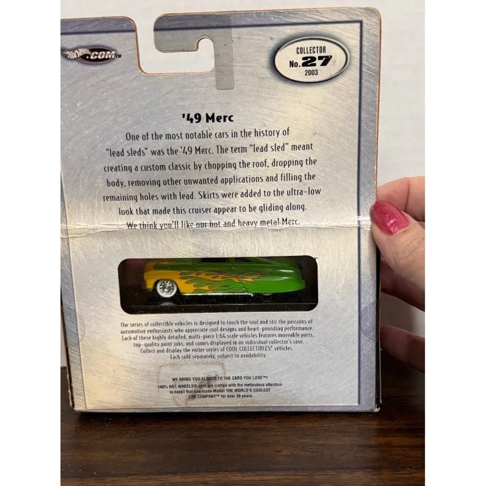 Hot Wheels 100% 2003 Metal Collection 49 Merc Green Yellow Flames No 27 1:64